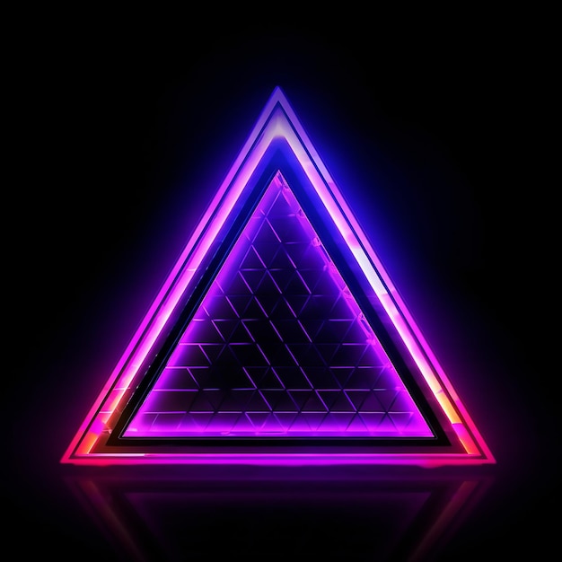 紫色の三角形のネオン黒の背景