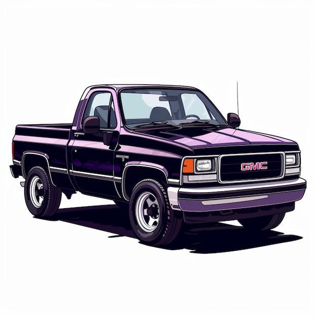 Photo a purple truck with the word g - g on the front