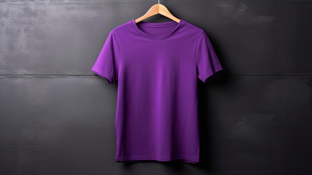 ハンガーに貼られた紫色のTシャツ リアルなイラスト