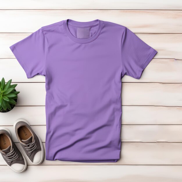 Purple tshirt mockup top view