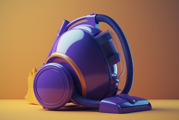 A purple vacuum cleaner with a small yellow piece of paper in the middle.