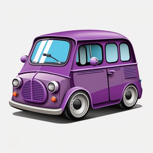 Purple van with a white stripe on the front generative ai