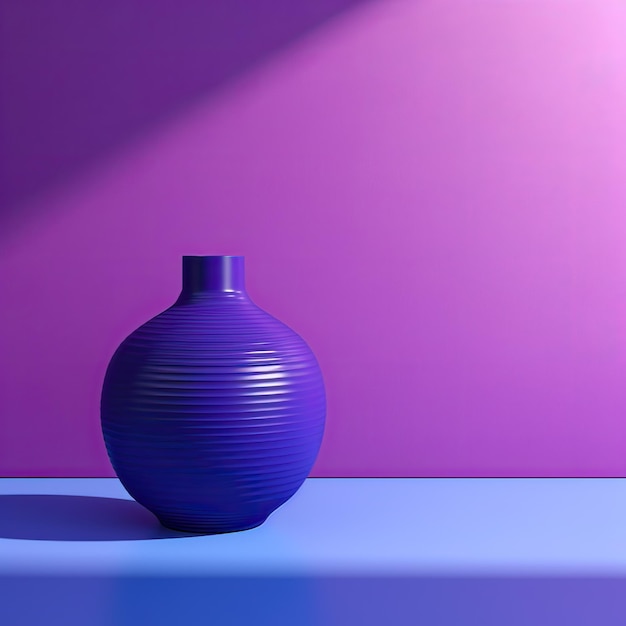 Purple vase on a purple background Minimalism style Place for text