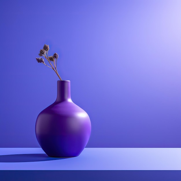 Purple vase on a purple background Minimalism style Place for text