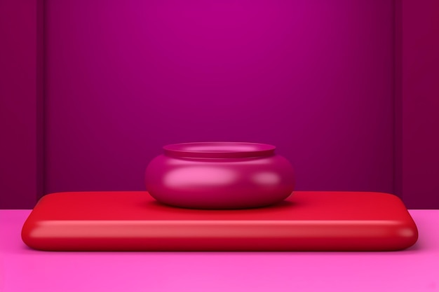 Purple vase on a red surface with a purple wall in the background generative ai
