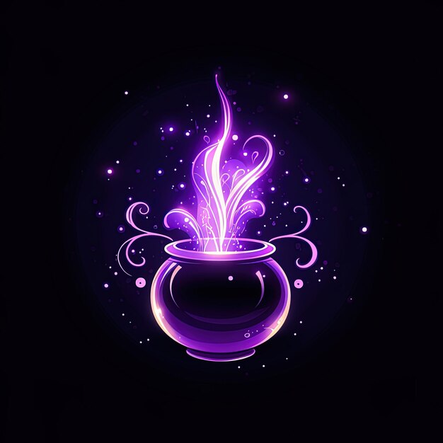 a purple vase with purple and purple lights and a purple flower in the middle