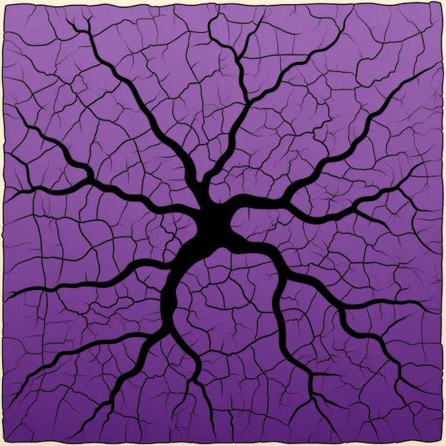 Photo purple vector of a cranial crack detailed painting with bold outlines