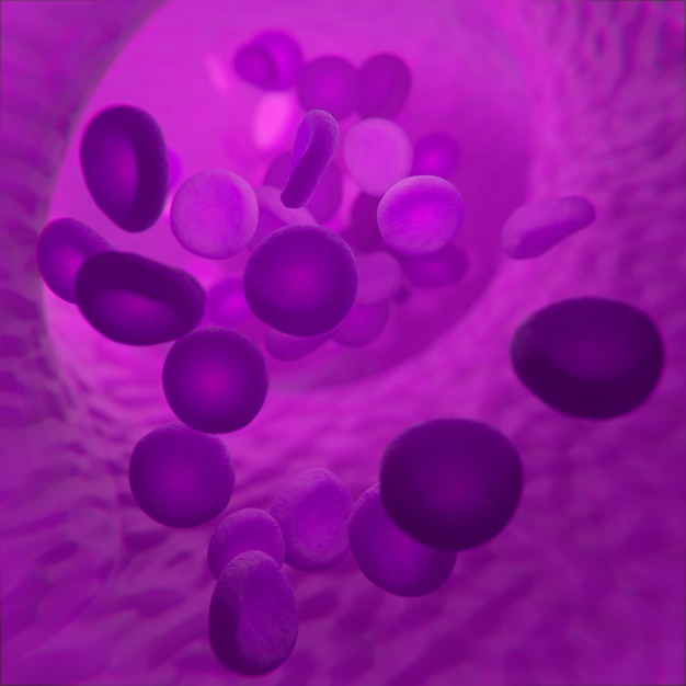 Premium Photo | Purple vein with blood cells