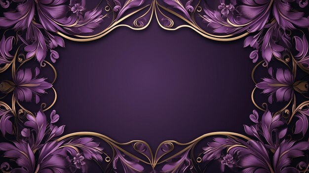 Photo purple vintage background with 3d floral ornaments