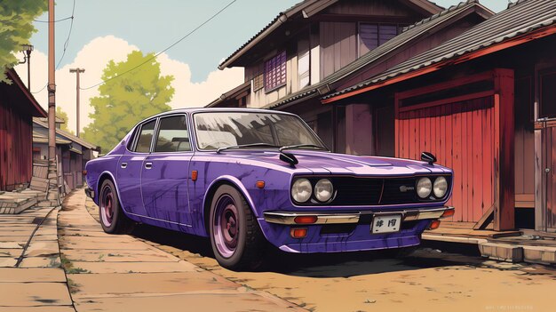 purple vintage car