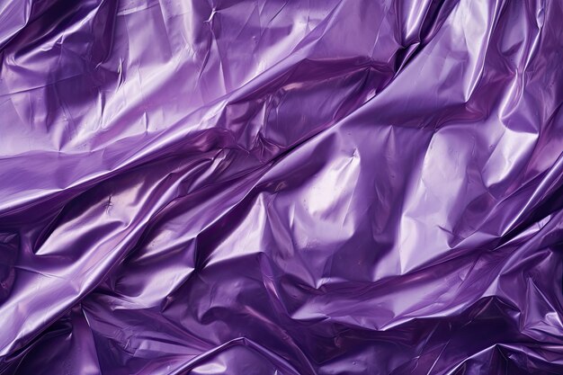 Purple violet plastic wrap overlay backdrop crumpled and draped textured cellophane material