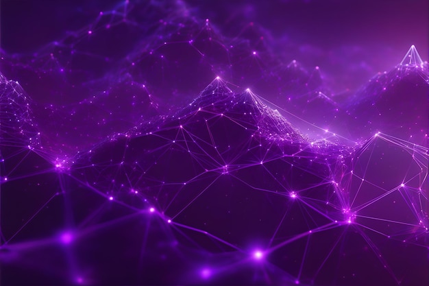 Photo purple virtual technology background with lines and grids