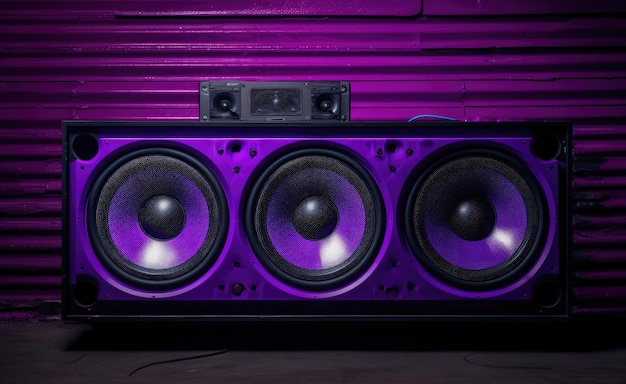 Photo a purple wall with a speaker on top