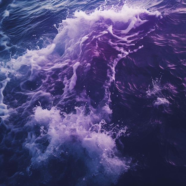 purple water with a wave coming in to the shore generative ai