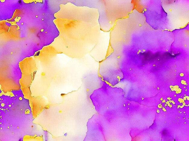 purple watercolor alcohol ink background with gold specks seamless image