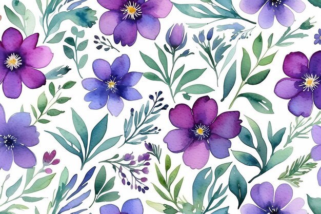 Purple Watercolor floral pattern