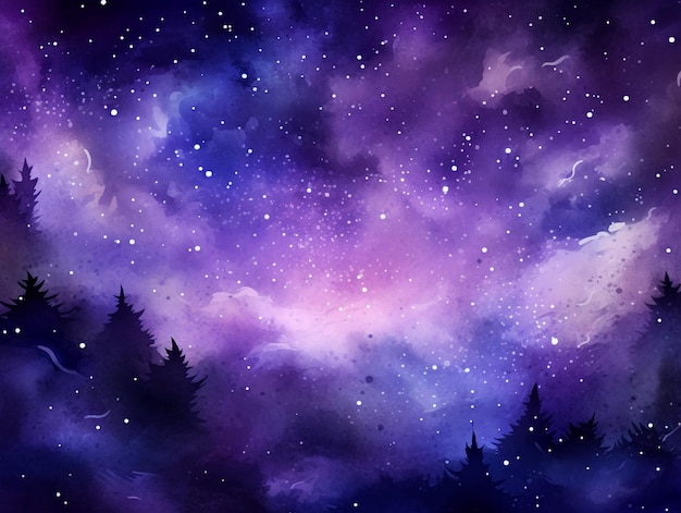 Purple watercolor galaxy background