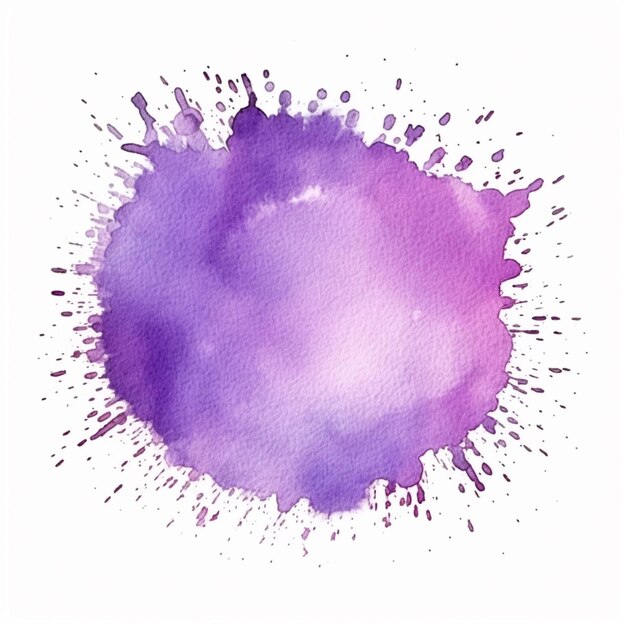 purple watercolor paint splatter on white background generative ai