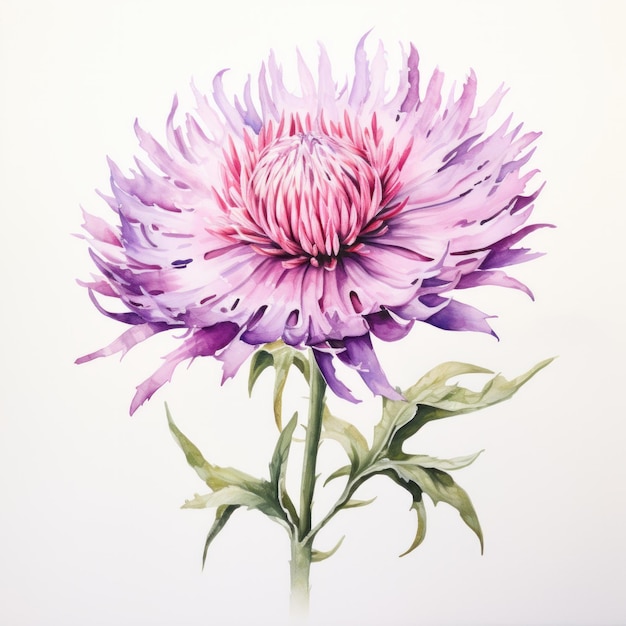 Purple watercolour cornflower knapweed centaurea flower blossom spring blooming concept