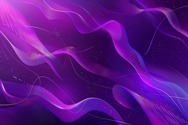 Photo purple wave with purple and pink lines and stars on a purple background