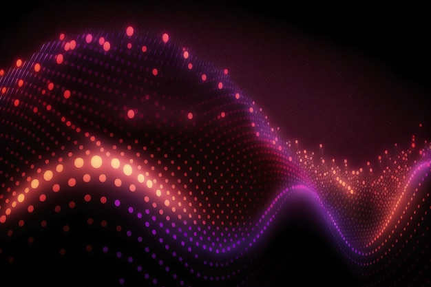 A purple wave with a white wave and pink and purple dots.
