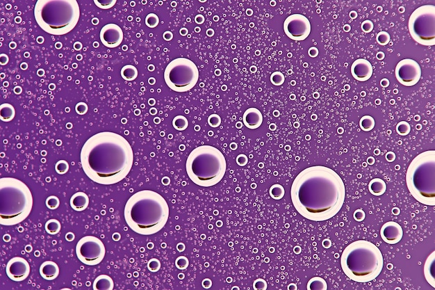 purple wet background / raindrops for overlaying on window, weather, background drops of rain water on glass transparent