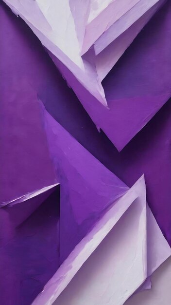 A purple and white abstract painting of a purple geometric design