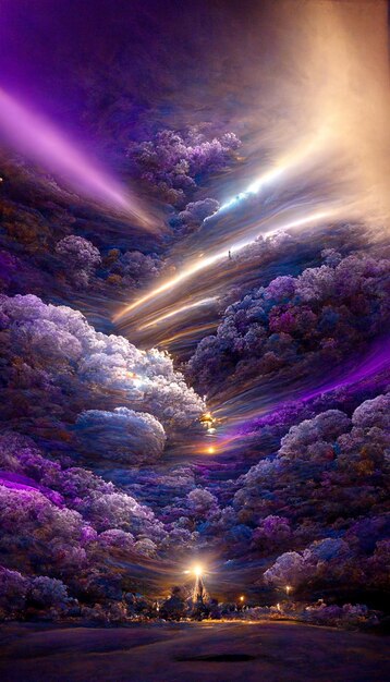 Purple and white background with a purple background and a white cloud.