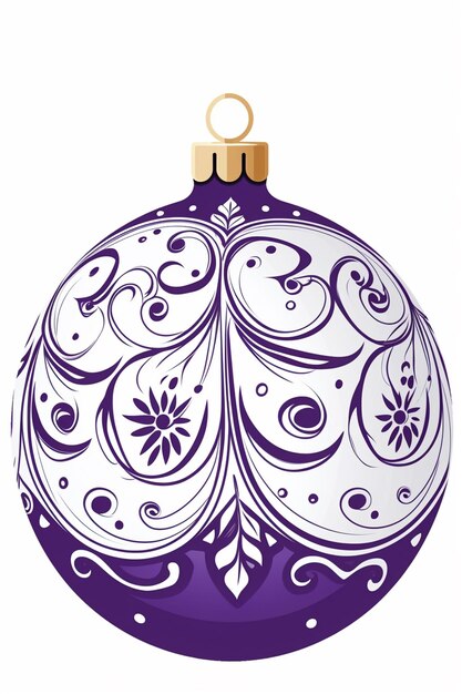 purple and white christmas ornament with swirly design generative ai