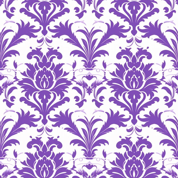 A purple and white damask with a floral pattern on it generative ai
