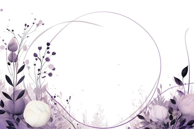 紫と白の花の背景に白い円 抽象的なラベンダー色の葉の背景
