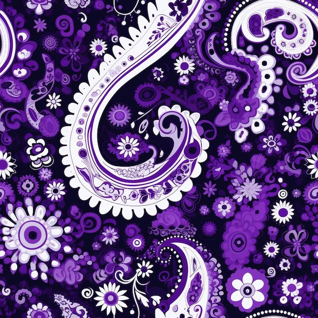 紫と白の花柄に紫の花が描かれたデザインです。