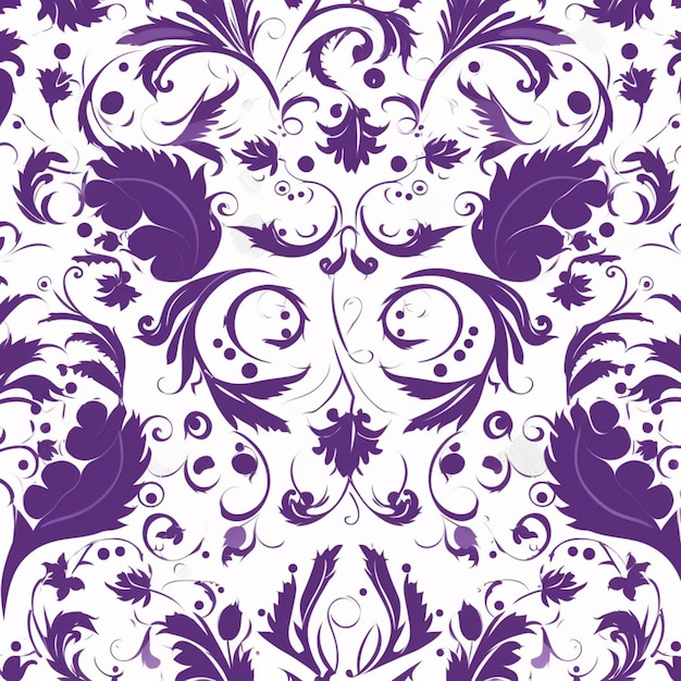 Purple and white floral pattern with a swirl.