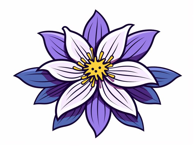 Photo purple and white flower with blue leaves on a white background generative ai