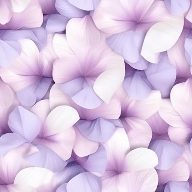 Purple and white flowers are arranged in a pattern generative ai