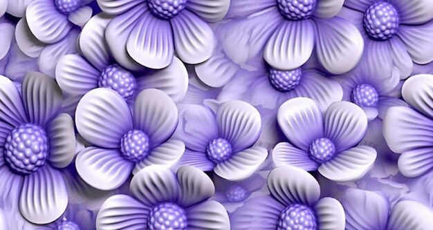 purple and white flowers are arranged in a pattern on a purple background generative ai