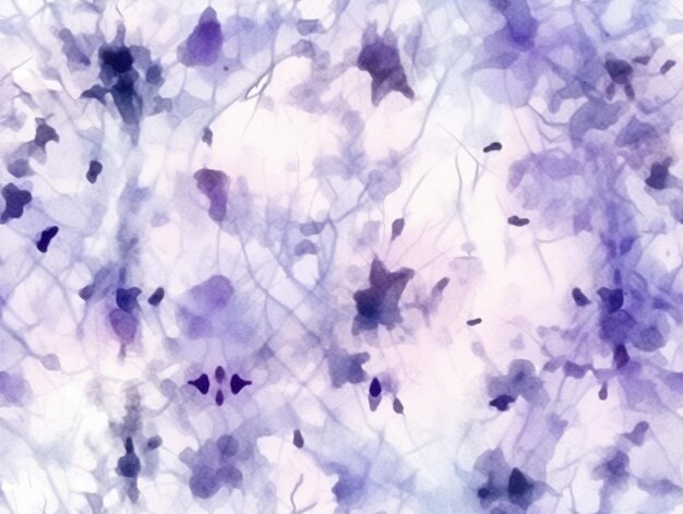 Purple and white flowers are painted on a white background generative ai