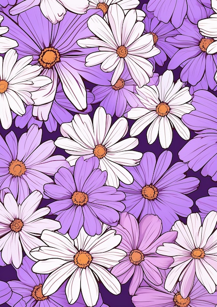 purple white flowers background illustration daisies random arts princess clements shading mosaics