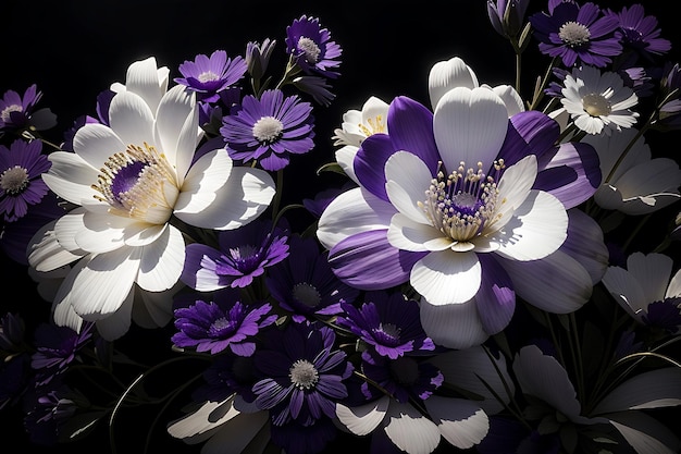 Purple and white flowers