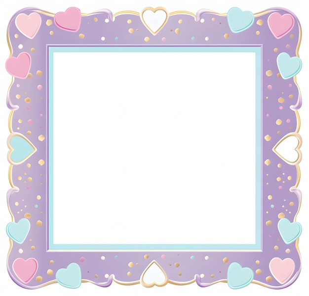 Photo a purple and white frame with hearts and hearts on it