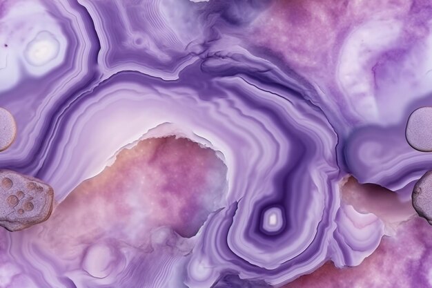 Purple and white marble with a purple swirl and rocks generative ai