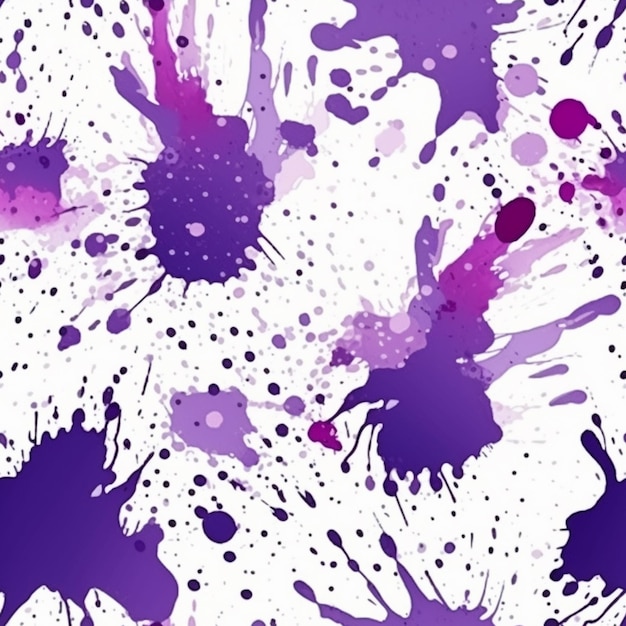 Purple and white paint splatters on a white background generative ai