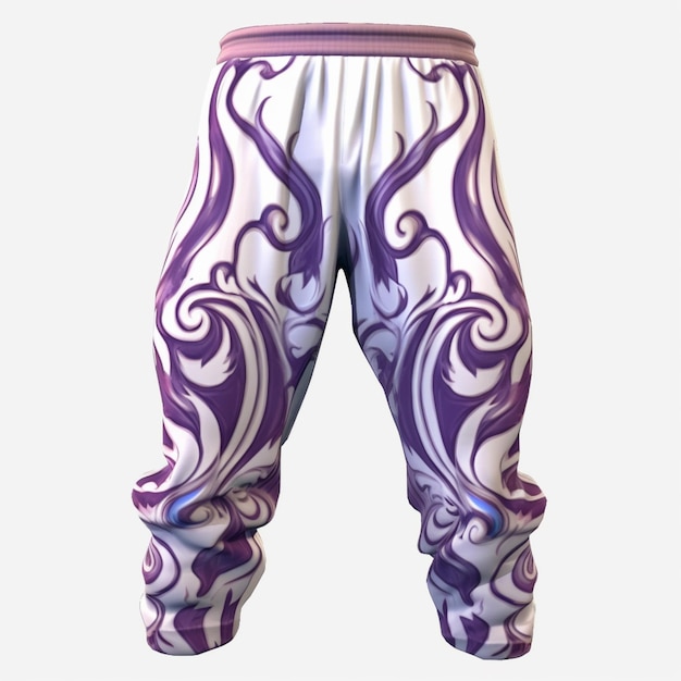 purple and white pants with a pattern on the bottom generative ai