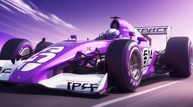 Photo a purple and white race car with the word speed on the side