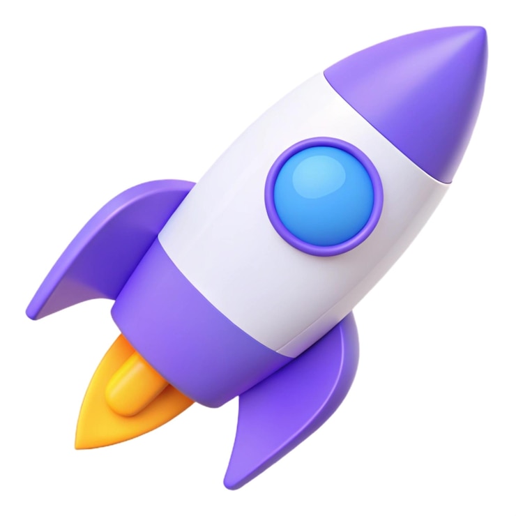 Photo a purple and white rocket shaped like a rocket