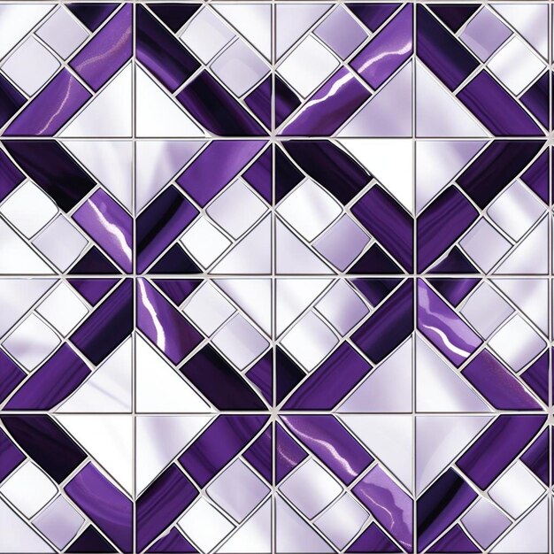 Purple and white tiles in a bathroom with purple glass tiles.