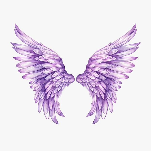 Purple wings on a white background