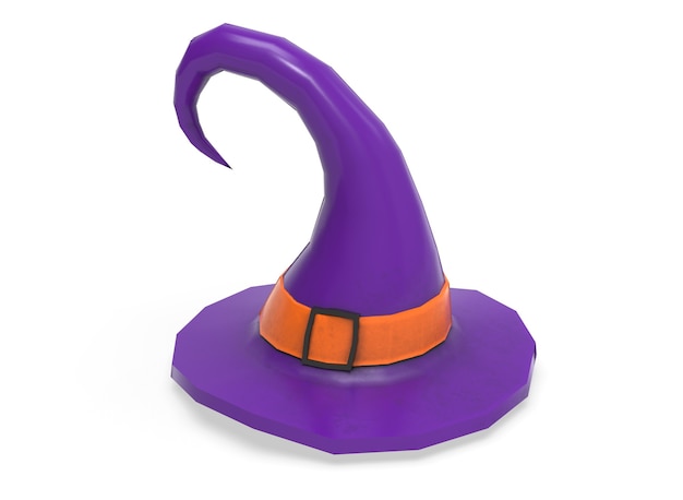 Purple witch hat on the background 3drendering