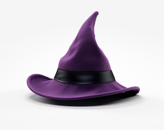 purple witch hat with black band and black leather band generative ai