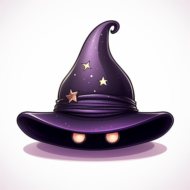 a purple witch hat with stars on it